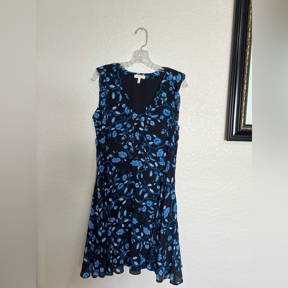 Rebecca Taylor Floral Silk Mini Dress - Black and Blue - Picture 5 of 6